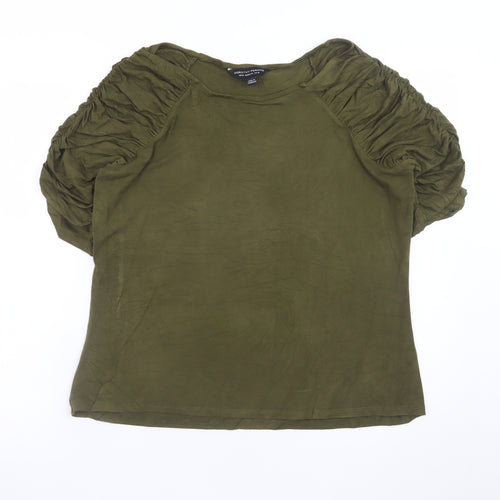 Dorothy Perkins Women Green Size 16 Puff Sleeve Tunic Blouse