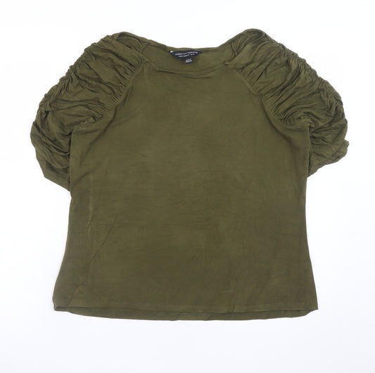 Dorothy Perkins Women Green Size 16 Puff Sleeve Tunic Blouse