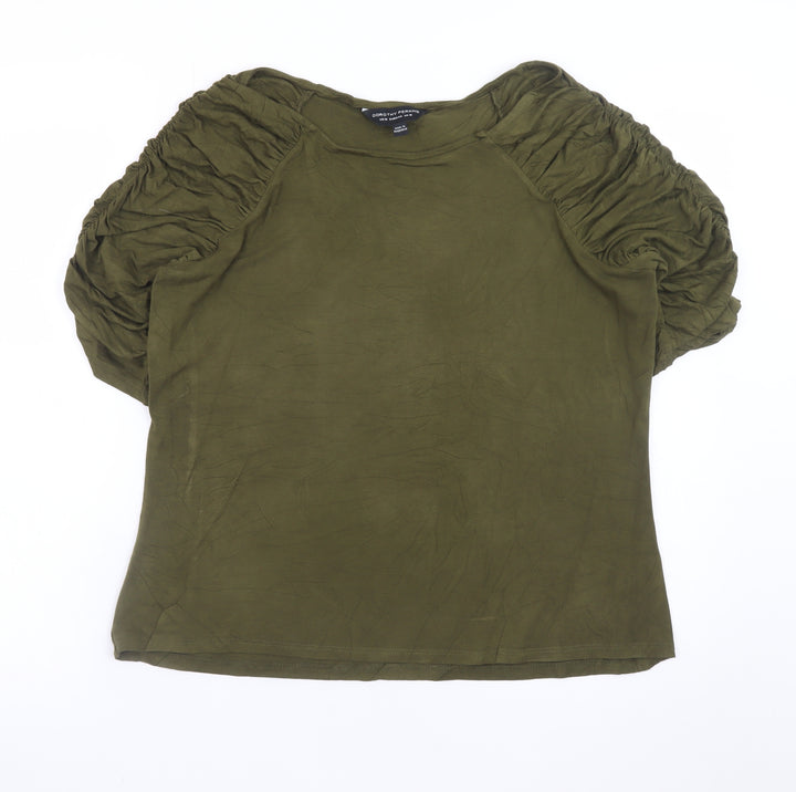 Dorothy Perkins Women Green Size 16 Puff Sleeve Tunic Blouse
