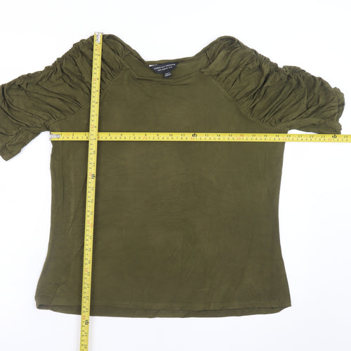 Dorothy Perkins Women Green Size 16 Puff Sleeve Tunic Blouse