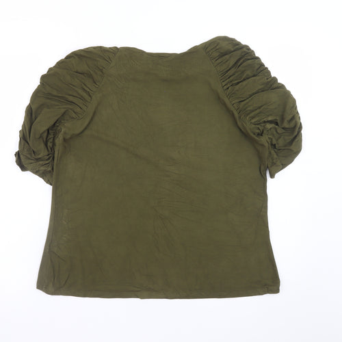 Dorothy Perkins Women Green Size 16 Puff Sleeve Tunic Blouse
