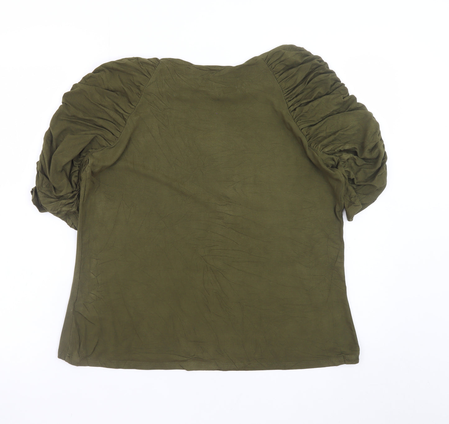 Dorothy Perkins Women Green Size 16 Puff Sleeve Tunic Blouse