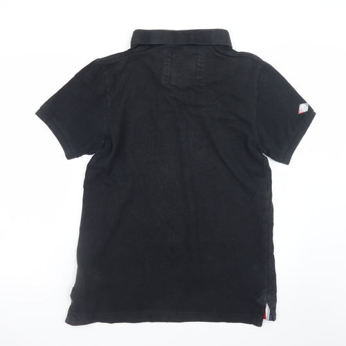Superdry Men’s Black Cotton Polo Shirt Size L Classic Fit