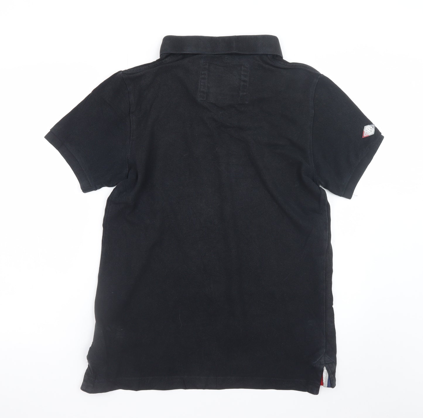 Superdry Men’s Black Cotton Polo Shirt Size L Classic Fit