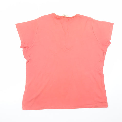 EWM Women Coral Beaded Short Sleeve Top Size L 18/20 Casual