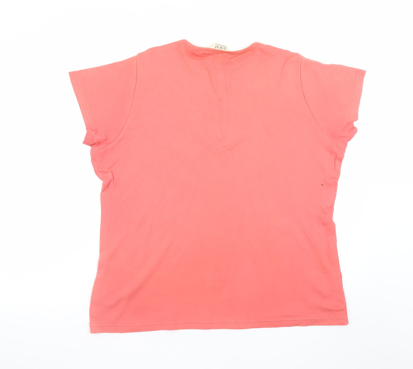EWM Women Coral Beaded Short Sleeve Top Size L 18/20 Casual