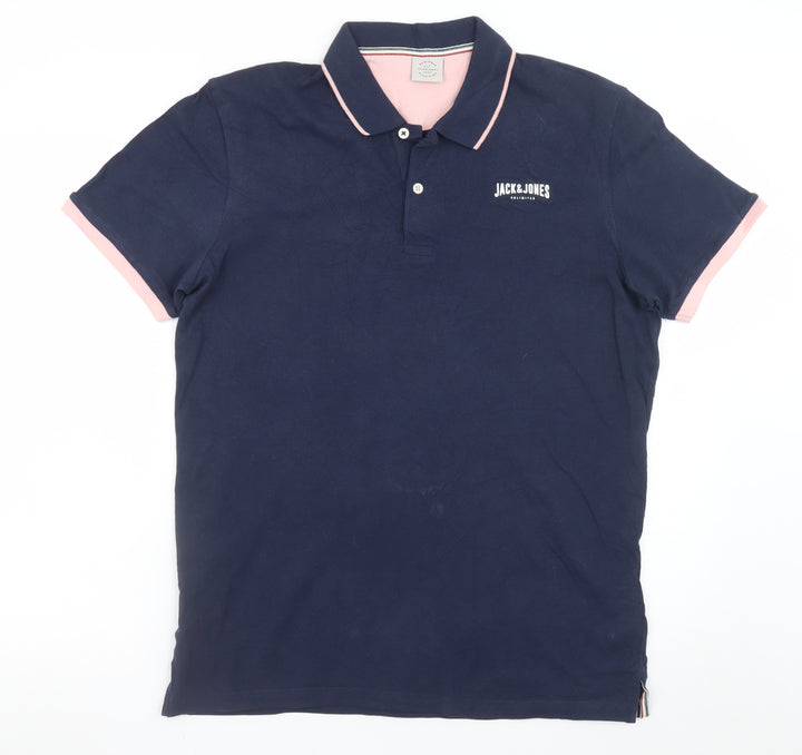 Jack & Jones Originals Men's Navy Polo Shirt M Cotton Classic Fit