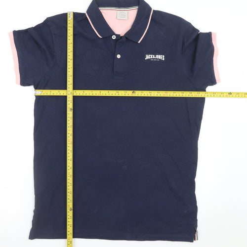 Jack & Jones Originals Men's Navy Polo Shirt M Cotton Classic Fit