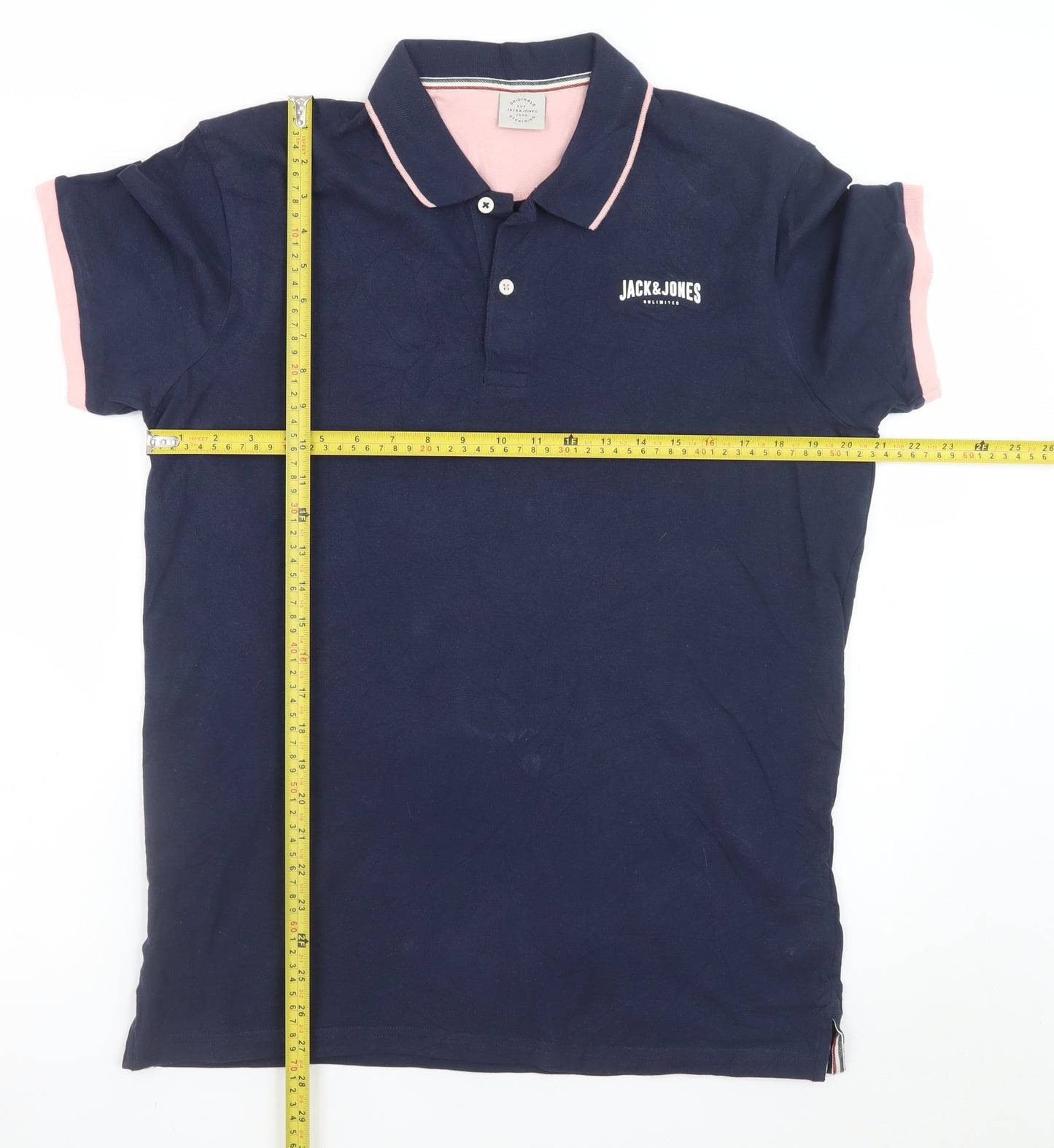 Jack & Jones Originals Men's Navy Polo Shirt M Cotton Classic Fit