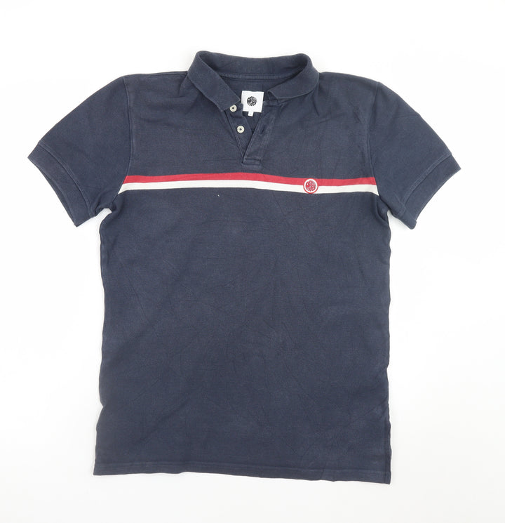 Pretty Green Men's Navy Blue Short Sleeve Cotton Polo Shirt Size S