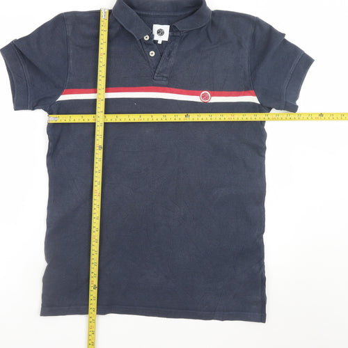 Pretty Green Men's Navy Blue Short Sleeve Cotton Polo Shirt Size S