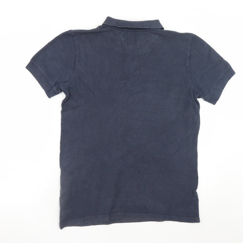 Pretty Green Men's Navy Blue Short Sleeve Cotton Polo Shirt Size S