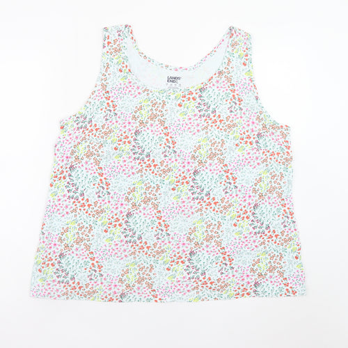Lands' End Women's Multicoloured Floral Cotton Tank Top Plus Size 20