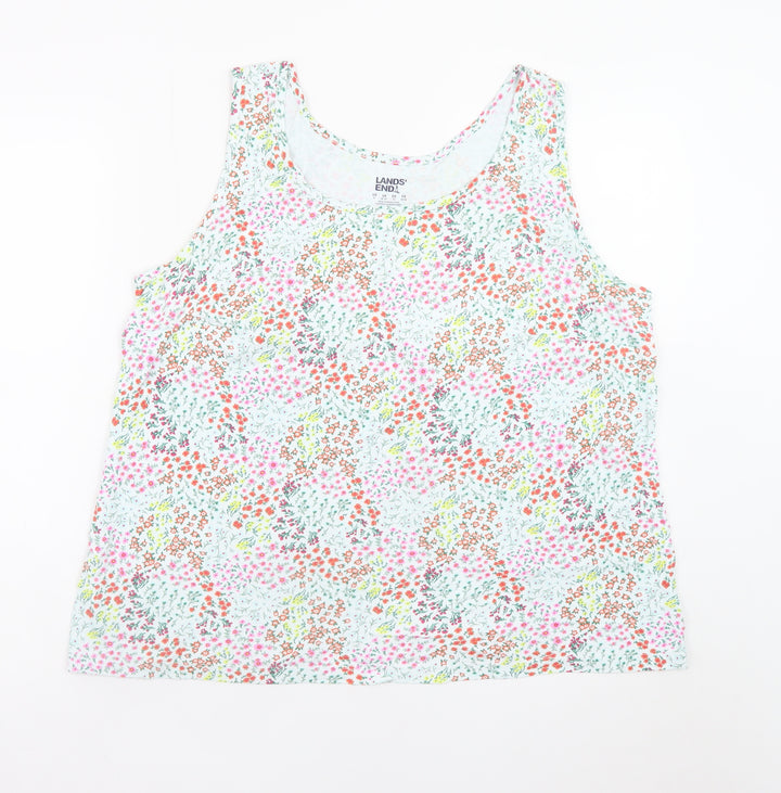 Lands' End Women's Multicoloured Floral Cotton Tank Top Plus Size 20
