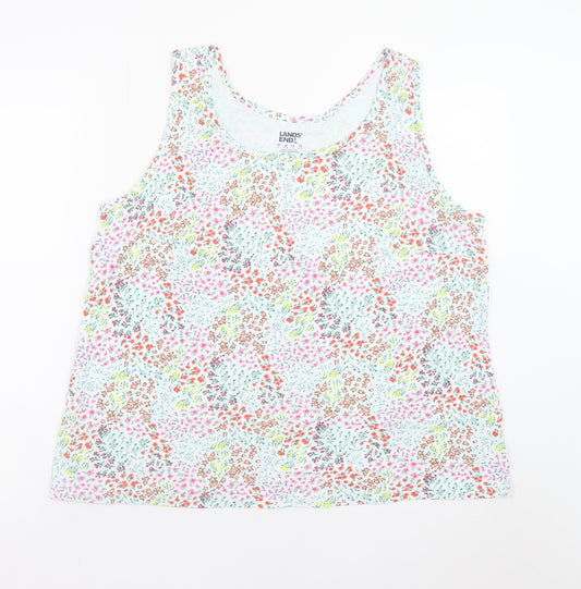 Lands' End Women's Multicoloured Floral Cotton Tank Top Plus Size 20