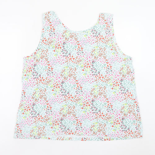 Lands' End Women's Multicoloured Floral Cotton Tank Top Plus Size 20