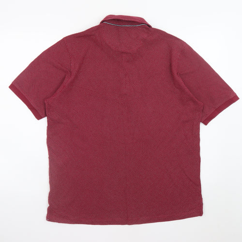 Baileys Men’s Red Polka Dot Cotton Short Sleeve Polo Shirt Size L