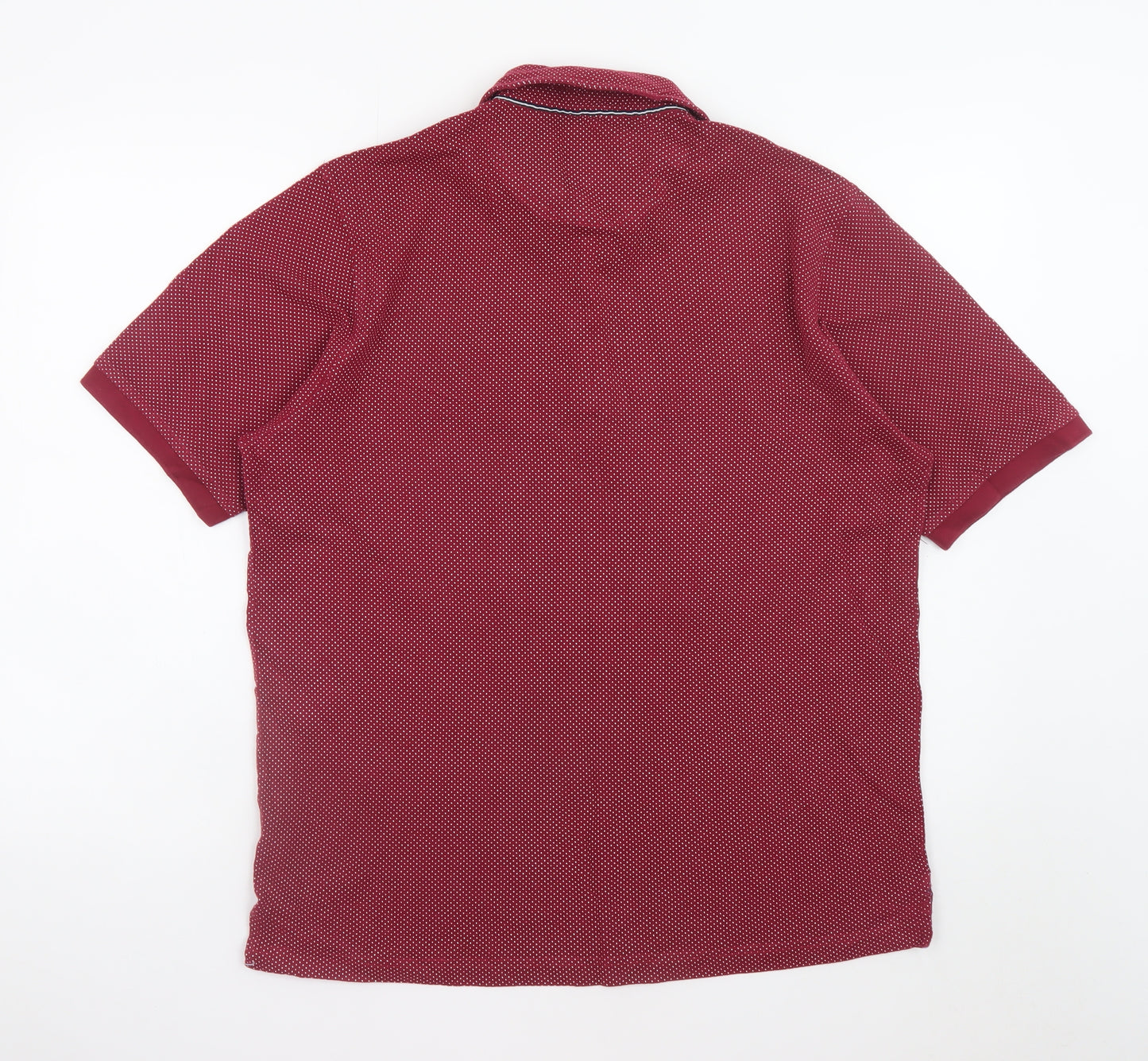 Baileys Men’s Red Polka Dot Cotton Short Sleeve Polo Shirt Size L