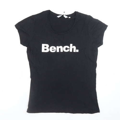 Bench Women's Black Cotton Crew Neck Short Sleeve T-Shirt Size 14