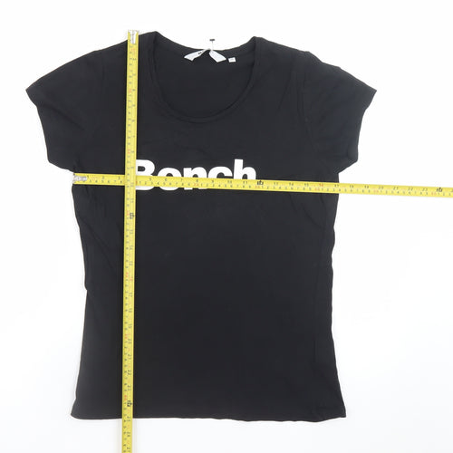 Bench Women's Black Cotton Crew Neck Short Sleeve T-Shirt Size 14