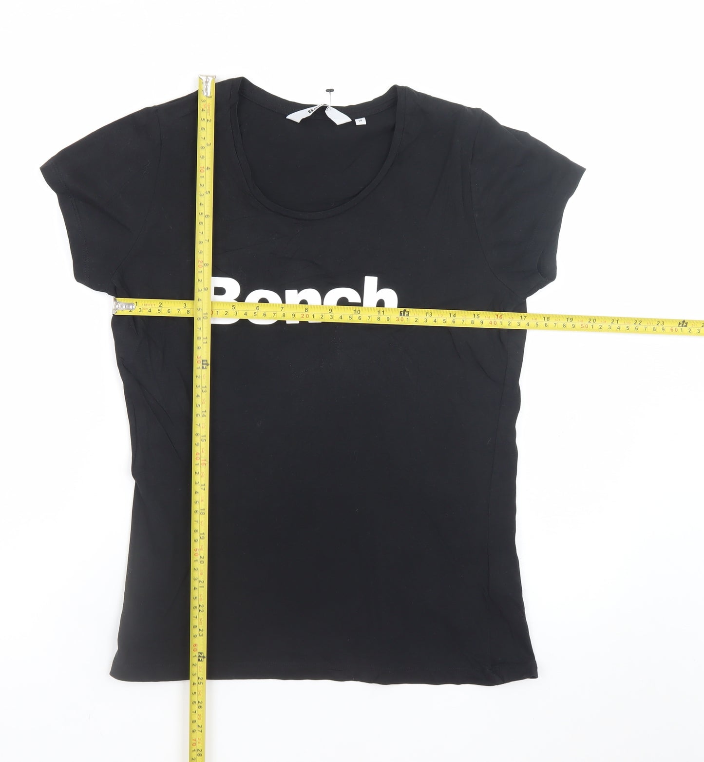 Bench Women's Black Cotton Crew Neck Short Sleeve T-Shirt Size 14