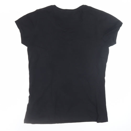 Bench Women's Black Cotton Crew Neck Short Sleeve T-Shirt Size 14
