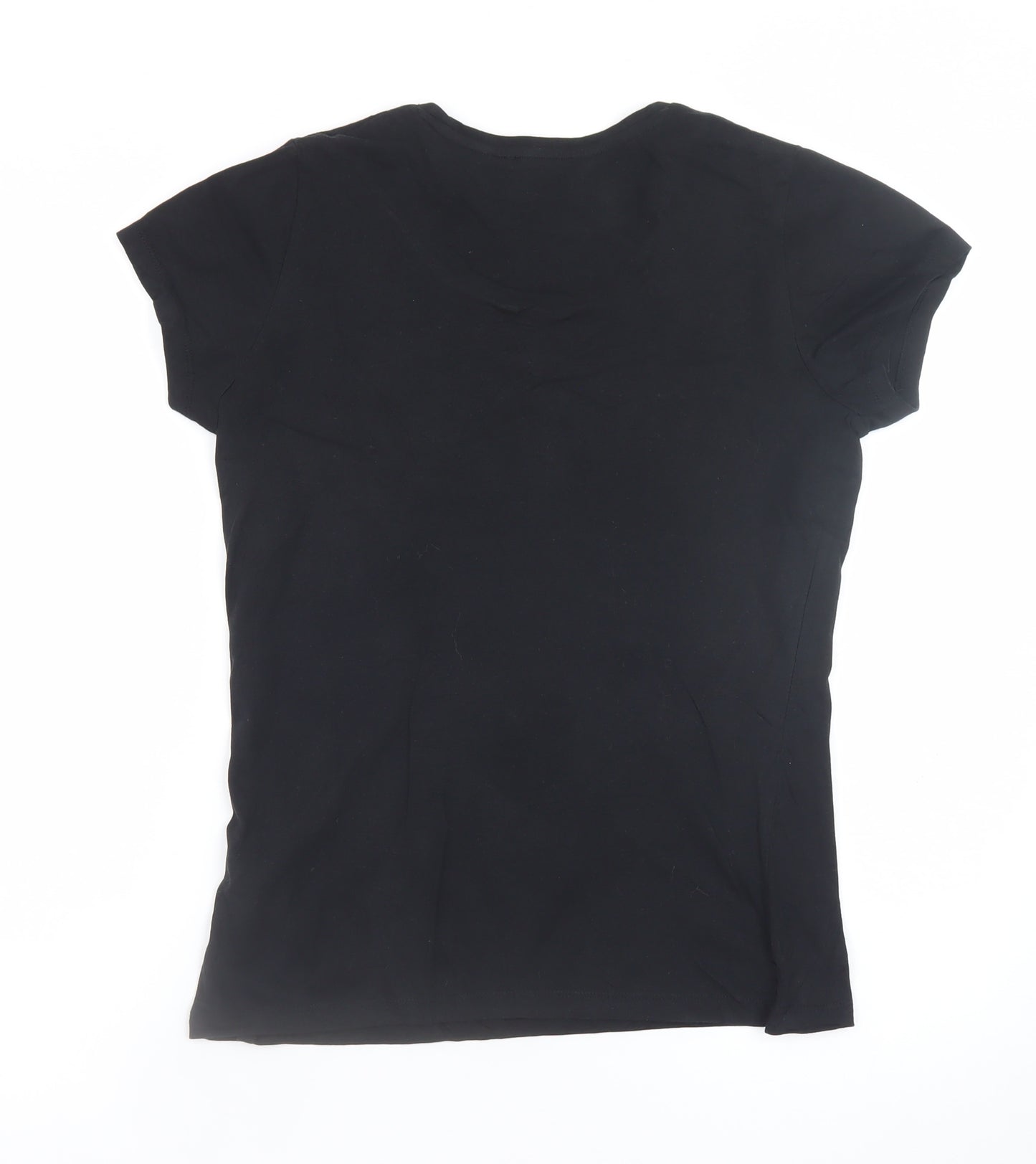 Bench Women's Black Cotton Crew Neck Short Sleeve T-Shirt Size 14
