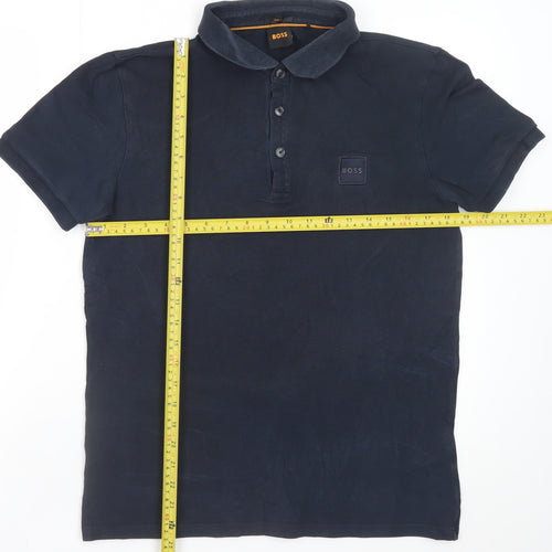 BOSS Men's Blue Regular Fit Cotton Polo Shirt Size M