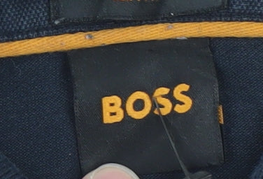 BOSS Men's Blue Regular Fit Cotton Polo Shirt Size M