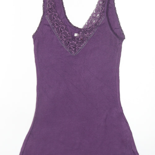 White Stuff Women's Purple Lace V-Neck Camisole Tank Top Size 12