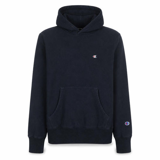 Front view of Champion Men's Blue Reverse Weave Pullover Hoodie, size L