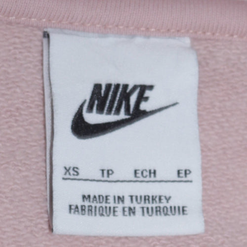 Nike Womens Pink XS Pullover Hoodie Cotton Logo Sweatshirt