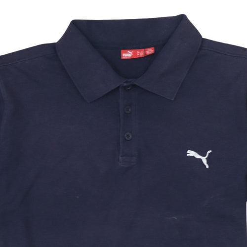 Puma Men’s Blue Cotton Polo Shirt L Regular Fit Sports Style