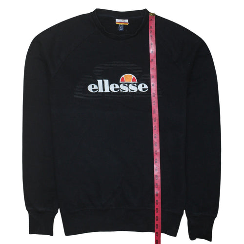 Ellesse Men's Black Crew Neck Embroidered Sweatshirt Size S
