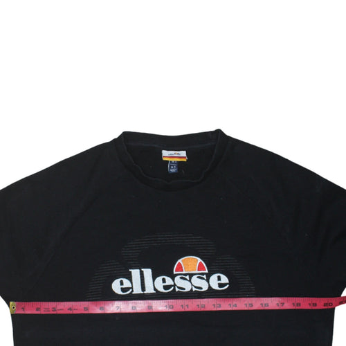 Ellesse Men's Black Crew Neck Embroidered Sweatshirt Size S