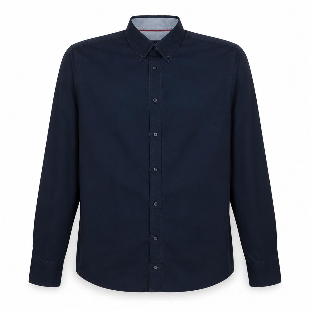 Front view of Tommy Hilfiger Men's Blue Slim Fit Stretch Button-Down Shirt XL