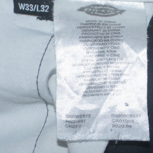 Dickies Men's Black Regular Fit Chino Work Trousers W33 L32