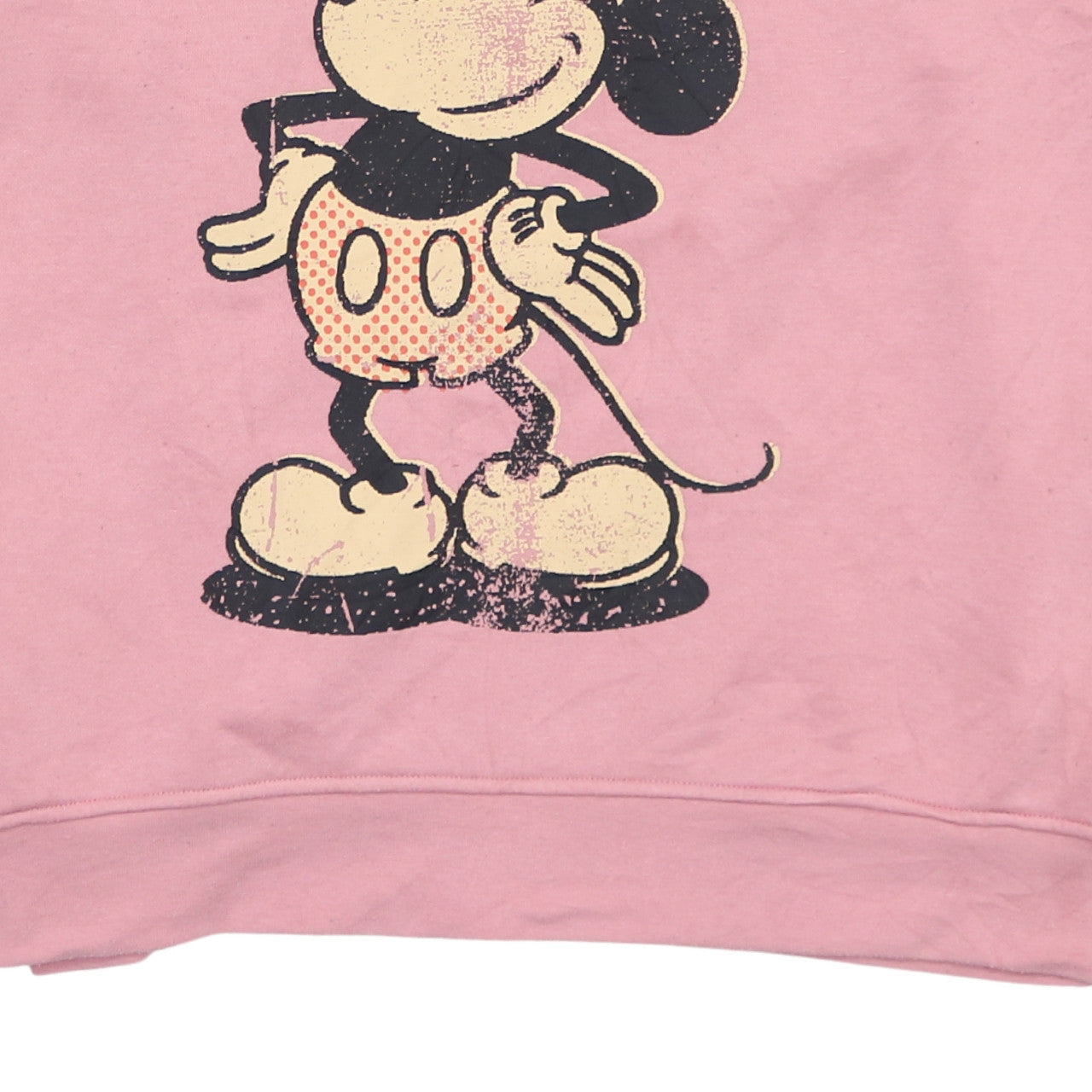 Disney Women Pink Mickey Hoodie Medium Cotton Pullover Sweatshirt