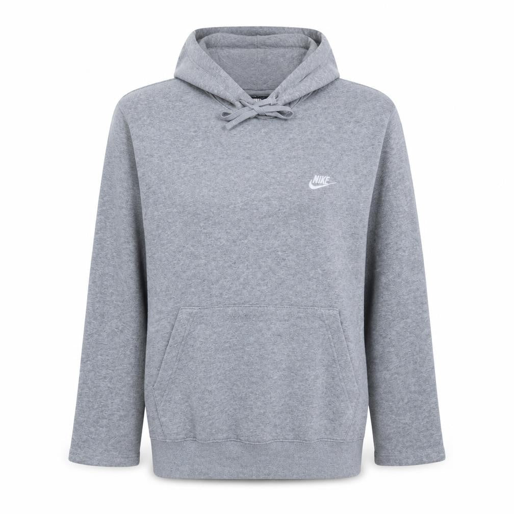 Front view of Nike Women Grey Pullover Hoodie Medium Cotton Blend Sportswear