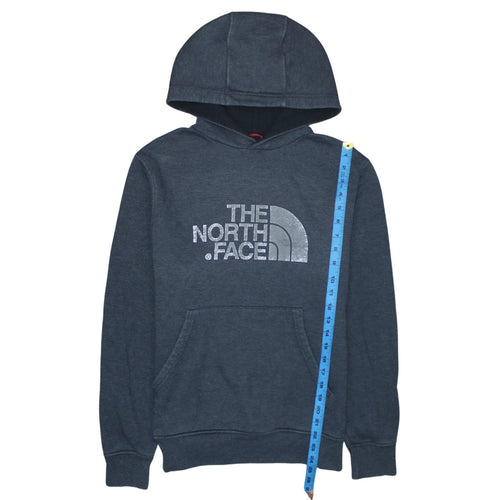 The North Face Men's Blue Pullover Hoodie Small Logo Fleece Sweatshirt