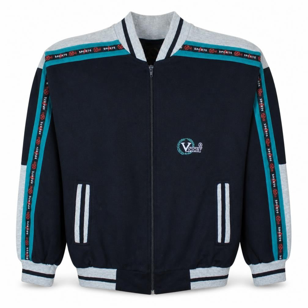 Victory Men's Black Track Jacket L Colourblock Sports Zip Up