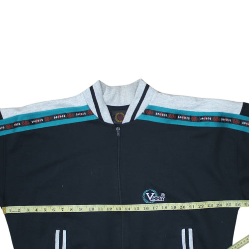 Victory Men's Black Track Jacket L Colourblock Sports Zip Up