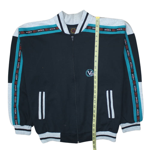 Victory Men's Black Track Jacket L Colourblock Sports Zip Up