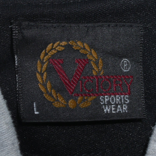 Victory Men's Black Track Jacket L Colourblock Sports Zip Up