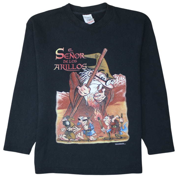 Fruit of the Loom Mens Black Graphic Funny Cartoon Sweatshirt L