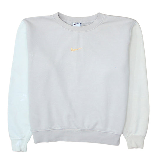 Nike Women Beige Loose Fit Crew Neck Sweatshirt Size S
