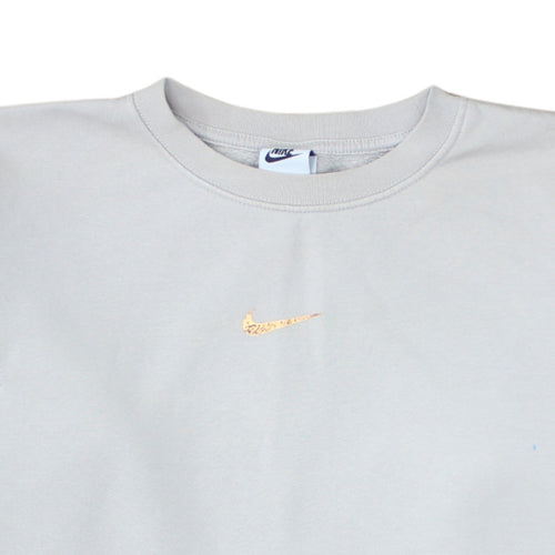 Nike Women Beige Loose Fit Crew Neck Sweatshirt Size S