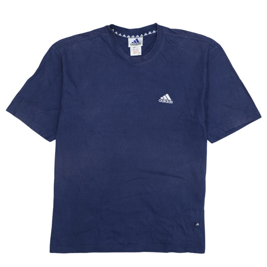Adidas Men Blue Crew Neck Short Sleeve Cotton Sports T-Shirt M