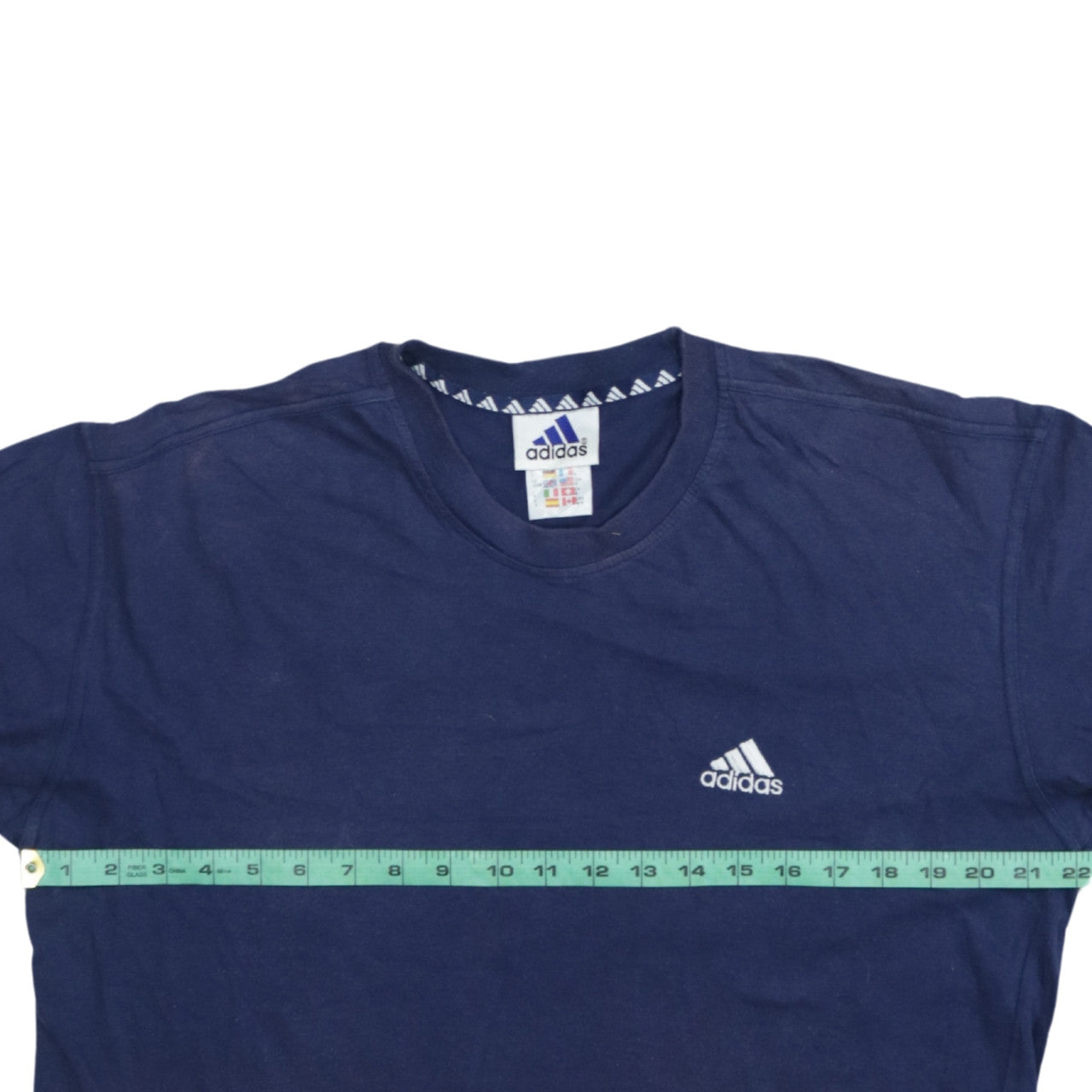 Adidas Men Blue Crew Neck Short Sleeve Cotton Sports T-Shirt M