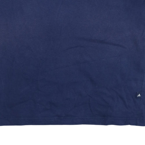 Adidas Men Blue Crew Neck Short Sleeve Cotton Sports T-Shirt M